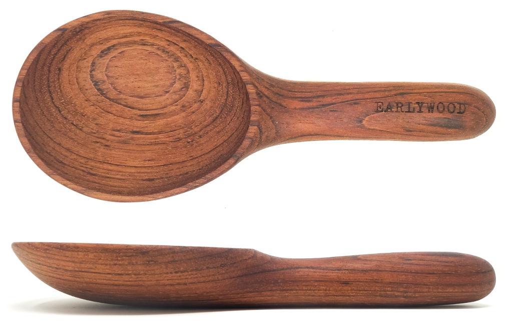 short handled big bowl wood serving spoon