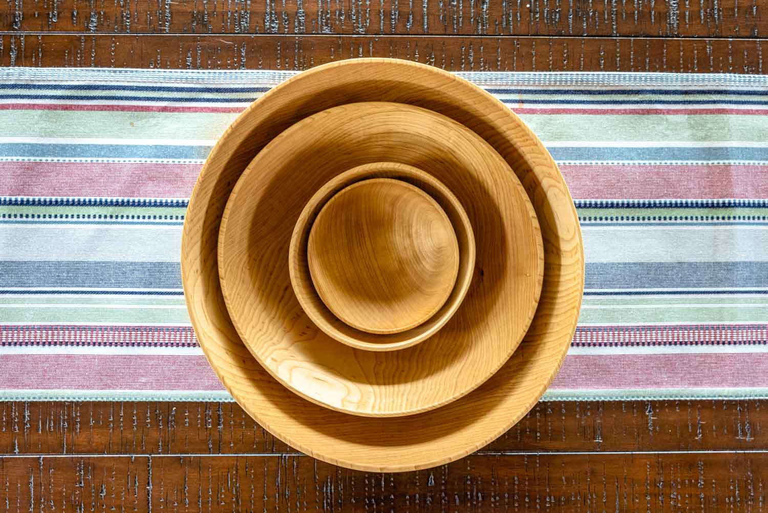 wooden fruit bowl, wooden salad bowls, and small wood bowls