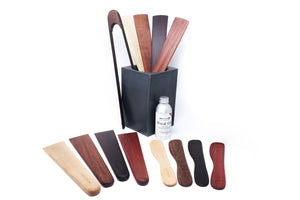 Earlywood utilitarian wooden utensil set with crock