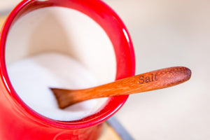 wooden salt spoon with salt engraved on handle - Earlywood